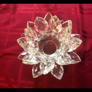 Crystal Lotus Candle holder, decor, art, glass